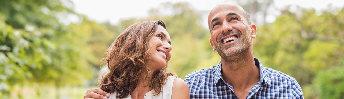 a couple laughing together