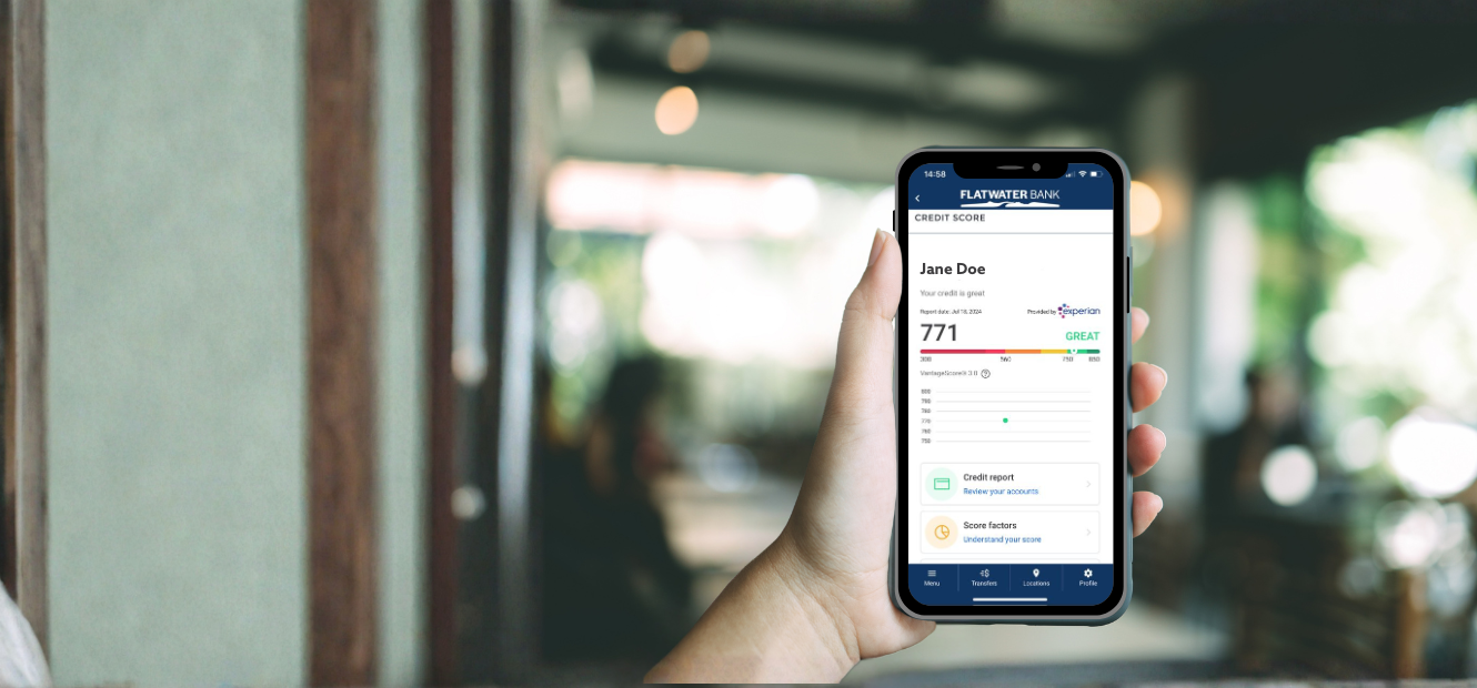 person holding a phone with My Credit Manager on screen