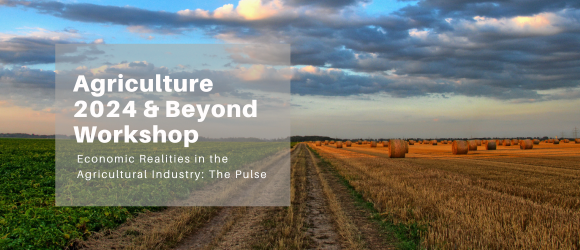 Picture of field with bales.  Agriculture 2024 & Beyond Workshop.